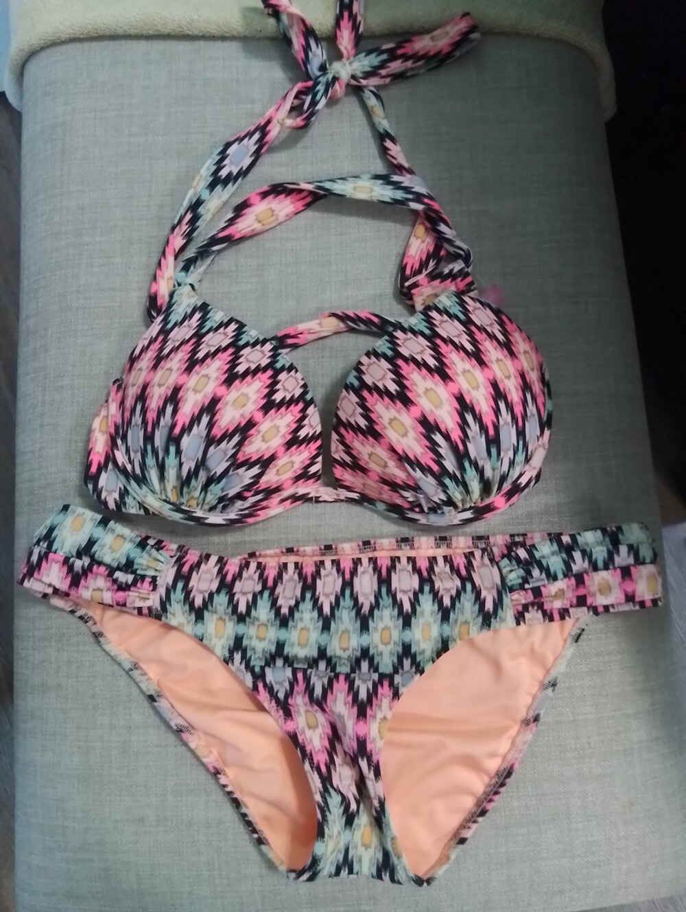 Women’s Pink Patterned Halter Bikini Set-Victorias Secret